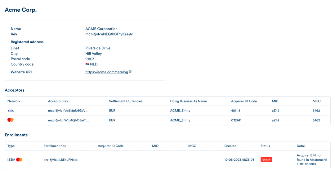 Merchant Overview Screenshot